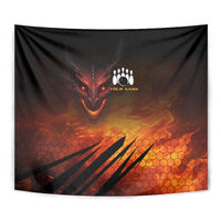 Custom Fiery Dragon Bowling Tapestry with Flaming Ball and Hexagon Flame Pattern - Wonder Print Shop