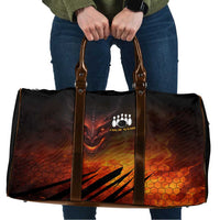 Custom Fiery Dragon Bowling Travel Bag with Flaming Ball and Hexagon Flame Pattern - Wonder Print Shop