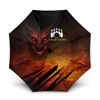 Custom Fiery Dragon Bowling Umbrella with Flaming Ball and Hexagon Flame Pattern - Wonder Print Shop