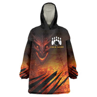 Custom Fiery Dragon Bowling Wearable Blanket Hoodie with Flaming Ball and Hexagon Flame Pattern - Wonder Print Shop