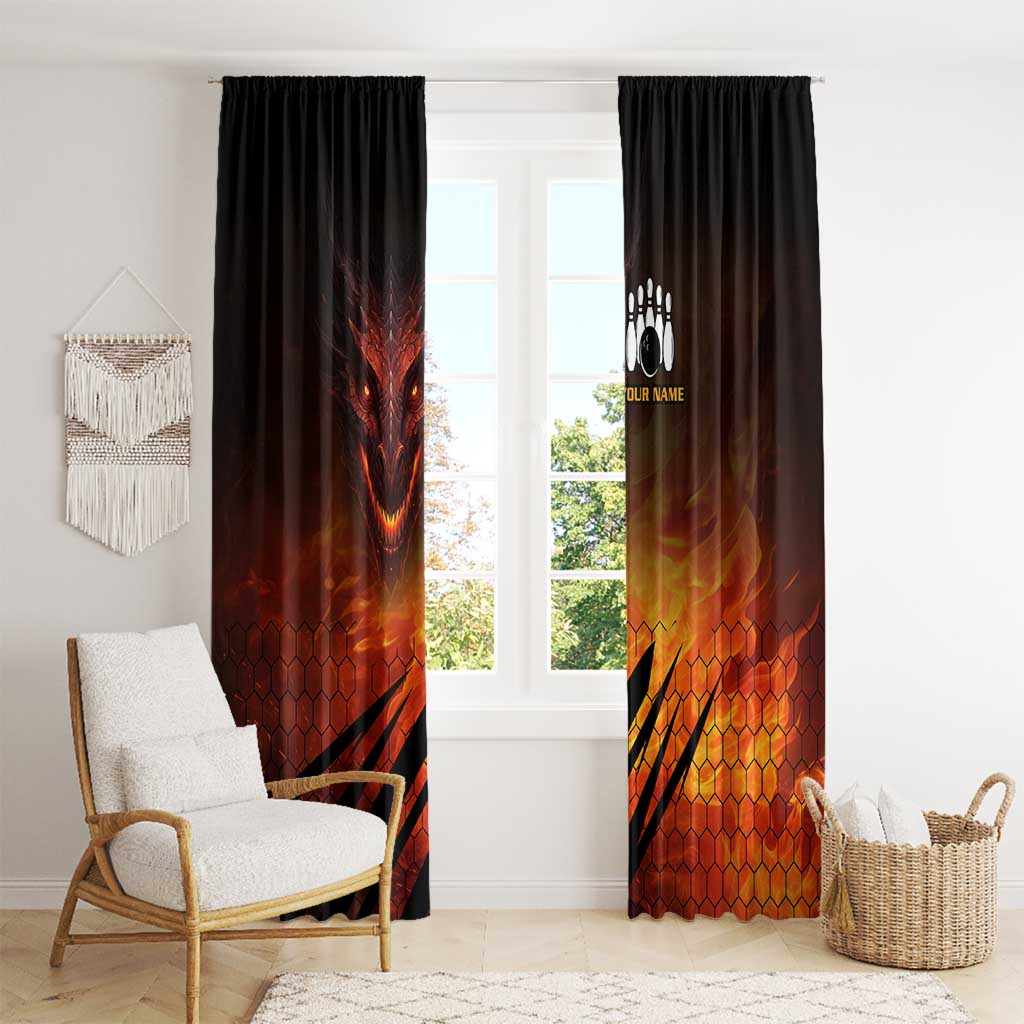 Custom Fiery Dragon Bowling Window Curtain with Flaming Ball and Hexagon Flame Pattern - Wonder Print Shop