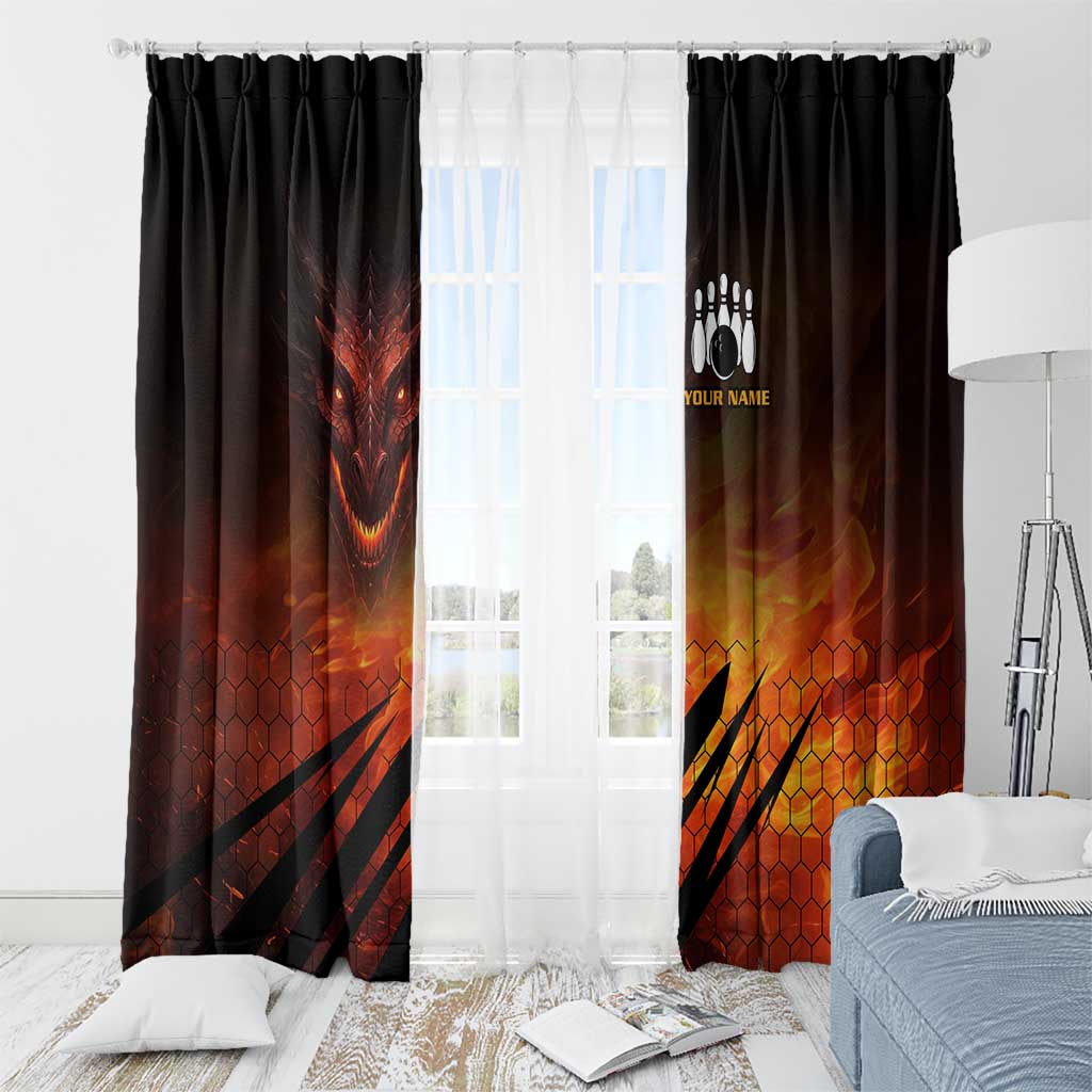 Custom Fiery Dragon Bowling Window Curtain with Flaming Ball and Hexagon Flame Pattern - Wonder Print Shop