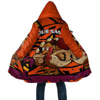 Custom Turkey Bowling Cloak with Cartoon Turkey Striker and Orange Geometric Pattern - Wonder Print Shop