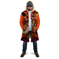 Custom Turkey Bowling Cloak with Cartoon Turkey Striker and Orange Geometric Pattern - Wonder Print Shop