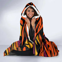 Custom Turkey Bowling Hooded Blanket with Cartoon Turkey Striker and Orange Geometric Pattern - Wonder Print Shop