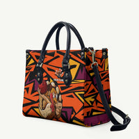 Custom Turkey Bowling Leather Bag with Cartoon Turkey Striker and Orange Geometric Pattern - Wonder Print Shop