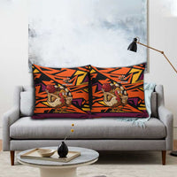 Custom Turkey Bowling Pillow Cover with Cartoon Turkey Striker and Orange Geometric Pattern - Wonder Print Shop