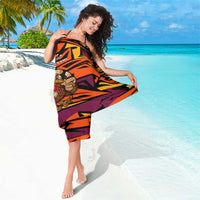 Custom Turkey Bowling Sarong with Cartoon Turkey Striker and Orange Geometric Pattern - Wonder Print Shop