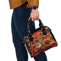 Custom Turkey Bowling Shoulder Handbag with Cartoon Turkey Striker and Orange Geometric Pattern - Wonder Print Shop