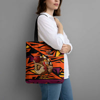 Custom Turkey Bowling Tote Bag with Cartoon Turkey Striker and Orange Geometric Pattern - Wonder Print Shop