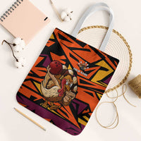 Custom Turkey Bowling Tote Bag with Cartoon Turkey Striker and Orange Geometric Pattern - Wonder Print Shop