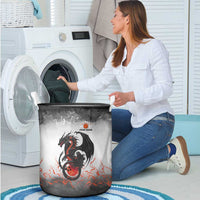 Custom Black Dragon Bowling Laundry Basket with Fiery Ball and Thunderstorm Lightning Pattern - Wonder Print Shop