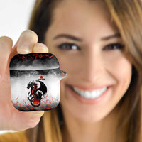 Custom Black Dragon Bowling AirPods Case with Fiery Ball and Thunderstorm Lightning Pattern - Wonder Print Shop