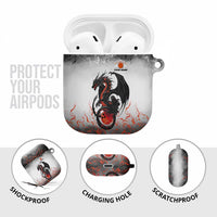 Custom Black Dragon Bowling AirPods Case with Fiery Ball and Thunderstorm Lightning Pattern - Wonder Print Shop