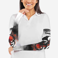 Custom Black Dragon Bowling Arm Sleeves with Fiery Ball and Thunderstorm Lightning Pattern - Wonder Print Shop