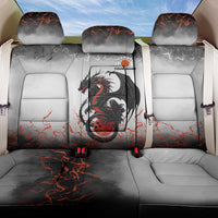 Custom Black Dragon Bowling Back Car Seat Cover with Fiery Ball and Thunderstorm Lightning Pattern - Wonder Print Shop