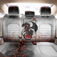 Custom Black Dragon Bowling Back Car Seat Cover with Fiery Ball and Thunderstorm Lightning Pattern - Wonder Print Shop