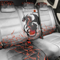 Custom Black Dragon Bowling Back Car Seat Cover with Fiery Ball and Thunderstorm Lightning Pattern - Wonder Print Shop