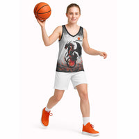 Custom Black Dragon Bowling Basketball Jersey with Fiery Ball and Thunderstorm Lightning Pattern - Wonder Print Shop