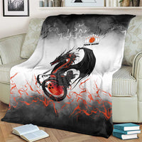 Custom Black Dragon Bowling Blanket with Fiery Ball and Thunderstorm Lightning Pattern - Wonder Print Shop