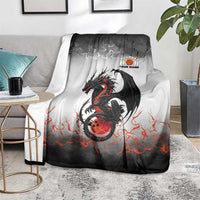Custom Black Dragon Bowling Blanket with Fiery Ball and Thunderstorm Lightning Pattern - Wonder Print Shop