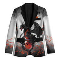 Custom Black Dragon Bowling Blazer with Fiery Ball and Thunderstorm Lightning Pattern - Wonder Print Shop