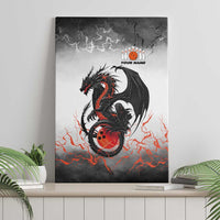 Custom Black Dragon Bowling Canvas Wall Art with Fiery Ball and Thunderstorm Lightning Pattern - Wonder Print Shop
