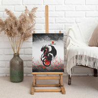 Custom Black Dragon Bowling Canvas Wall Art with Fiery Ball and Thunderstorm Lightning Pattern - Wonder Print Shop