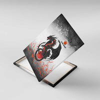 Custom Black Dragon Bowling Canvas Wall Art with Fiery Ball and Thunderstorm Lightning Pattern - Wonder Print Shop