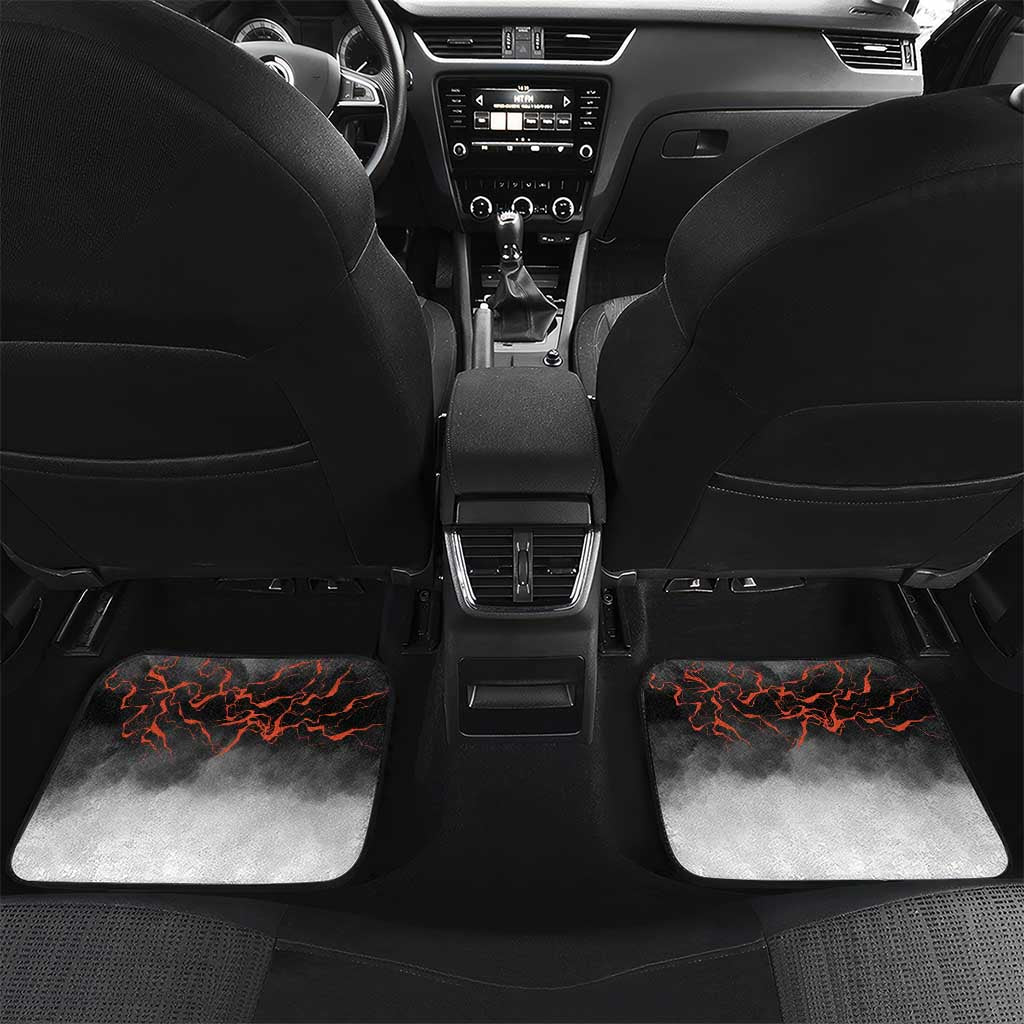 Custom Black Dragon Bowling Car Mats with Fiery Ball and Thunderstorm Lightning Pattern - Wonder Print Shop