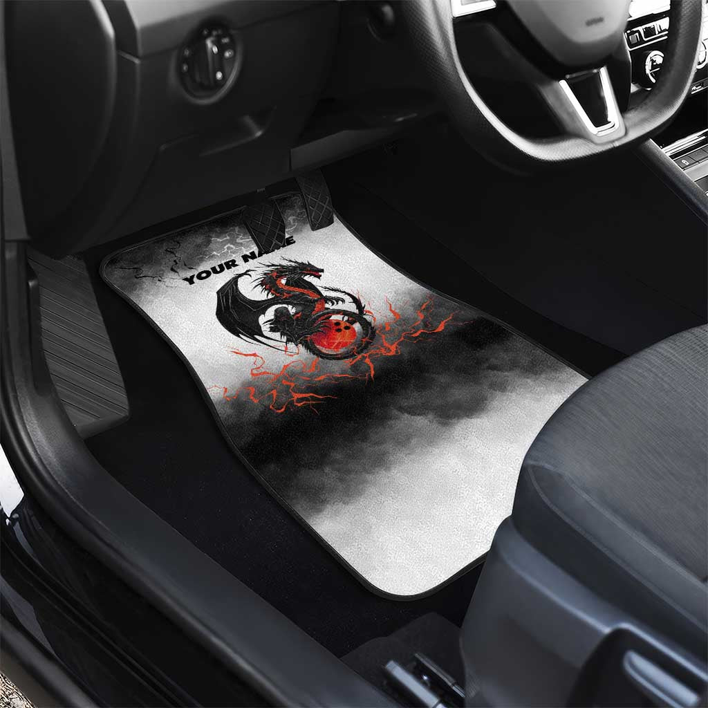 Custom Black Dragon Bowling Car Mats with Fiery Ball and Thunderstorm Lightning Pattern - Wonder Print Shop