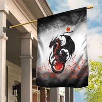 Custom Black Dragon Bowling Garden Flag with Fiery Ball and Thunderstorm Lightning Pattern - Wonder Print Shop
