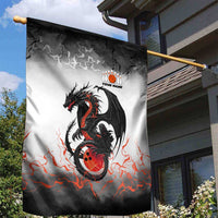 Custom Black Dragon Bowling Garden Flag with Fiery Ball and Thunderstorm Lightning Pattern - Wonder Print Shop