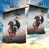 Custom Black Dragon Bowling Garden Flag with Fiery Ball and Thunderstorm Lightning Pattern - Wonder Print Shop