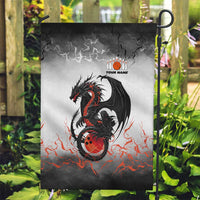 Custom Black Dragon Bowling Garden Flag with Fiery Ball and Thunderstorm Lightning Pattern - Wonder Print Shop