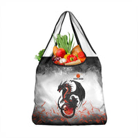 Custom Black Dragon Bowling Grocery Bag with Fiery Ball and Thunderstorm Lightning Pattern - Wonder Print Shop