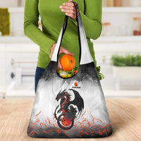 Custom Black Dragon Bowling Grocery Bag with Fiery Ball and Thunderstorm Lightning Pattern - Wonder Print Shop