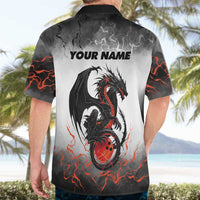 Custom Black Dragon Bowling Hawaiian Shirt with Fiery Ball and Thunderstorm Lightning Pattern - Wonder Print Shop