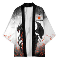 Custom Black Dragon Bowling Kimono with Fiery Ball and Thunderstorm Lightning Pattern - Wonder Print Shop