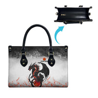 Custom Black Dragon Bowling Leather Bag with Fiery Ball and Thunderstorm Lightning Pattern - Wonder Print Shop