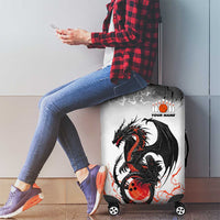 Custom Black Dragon Bowling Luggage Cover with Fiery Ball and Thunderstorm Lightning Pattern - Wonder Print Shop