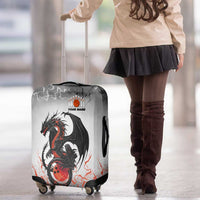 Custom Black Dragon Bowling Luggage Cover with Fiery Ball and Thunderstorm Lightning Pattern - Wonder Print Shop