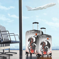 Custom Black Dragon Bowling Luggage Cover with Fiery Ball and Thunderstorm Lightning Pattern - Wonder Print Shop