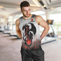 Custom Black Dragon Bowling Men Tank Top with Fiery Ball and Thunderstorm Lightning Pattern - Wonder Print Shop