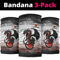 Custom Black Dragon Bowling Neck Gaiter with Fiery Ball and Thunderstorm Lightning Pattern - Wonder Print Shop