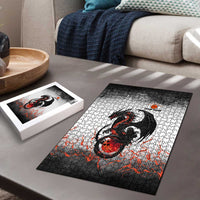Custom Black Dragon Bowling Puzzle with Fiery Ball and Thunderstorm Lightning Pattern - Wonder Print Shop