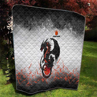 Custom Black Dragon Bowling Quilt with Fiery Ball and Thunderstorm Lightning Pattern - Wonder Print Shop