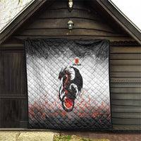 Custom Black Dragon Bowling Quilt with Fiery Ball and Thunderstorm Lightning Pattern - Wonder Print Shop