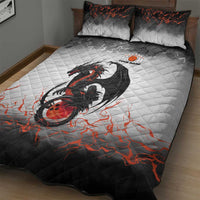 Custom Black Dragon Bowling Quilt Bed Set with Fiery Ball and Thunderstorm Lightning Pattern - Wonder Print Shop