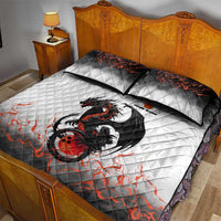 Custom Black Dragon Bowling Quilt Bed Set with Fiery Ball and Thunderstorm Lightning Pattern - Wonder Print Shop